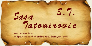 Saša Tatomirović vizit kartica